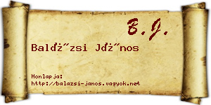 Balázsi János névjegykártya